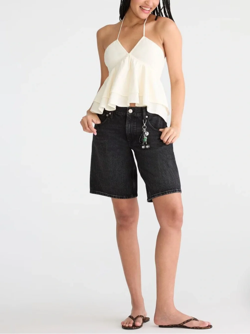 Aeropostale 🖤 Baggy Jorts Black Denim Bermuda Jean Shorts (size 33)